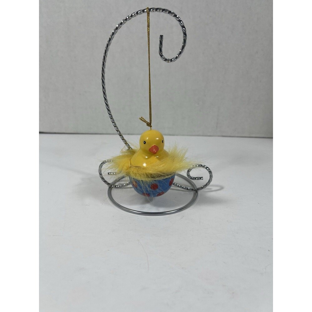Chick With Feathers Porcelain Trinket Box Holiday Ornament NIB